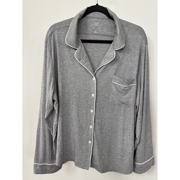 cozy earth Other - Cozy Earth Women XL Gray Bamboo Long Sleeve Pajama Top Button Down Sleep Shirt